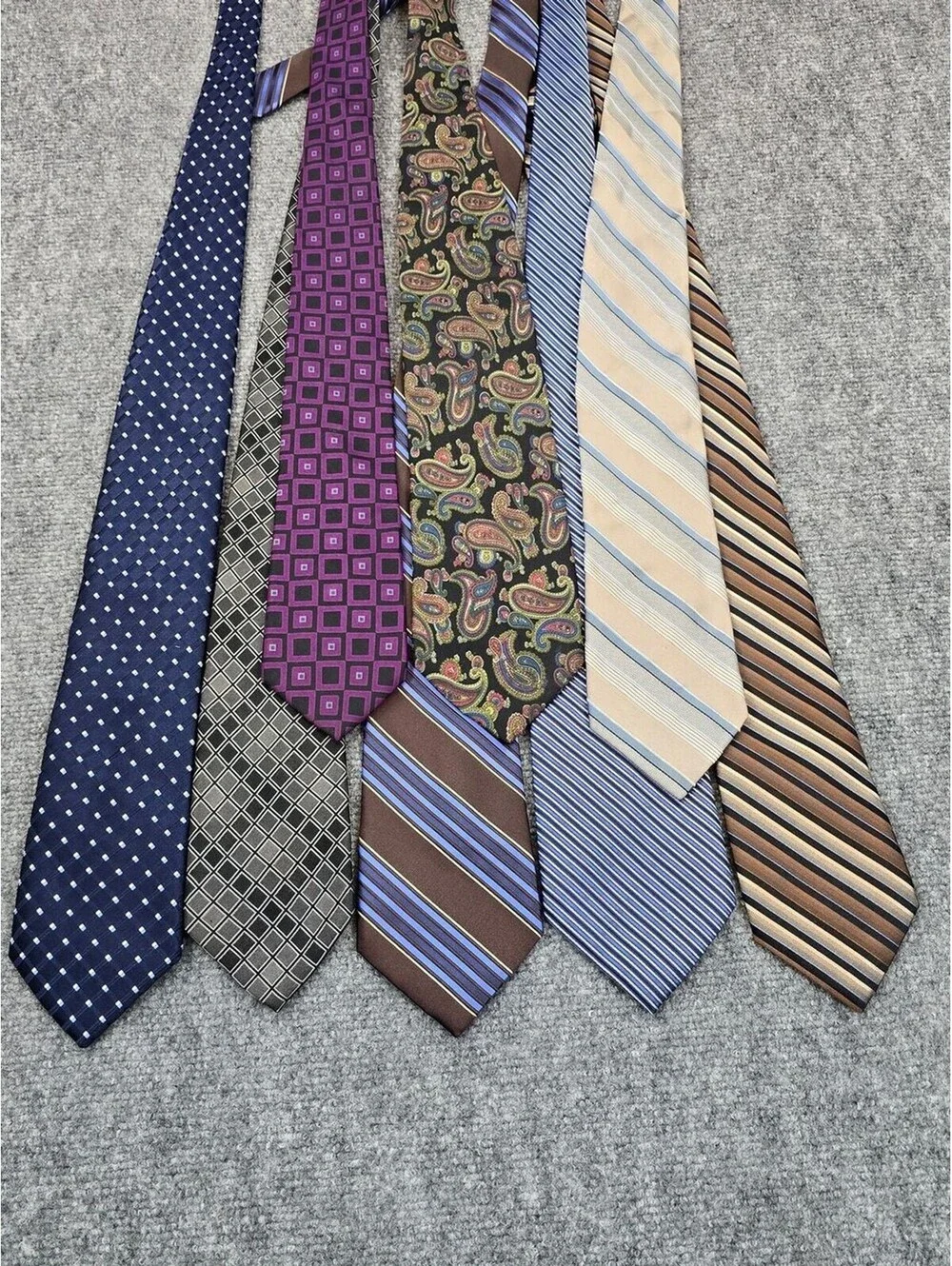 Mens Silk Neckties Lot of 8 Calvin Klein Bugatti Claiborne Paisley Stripe